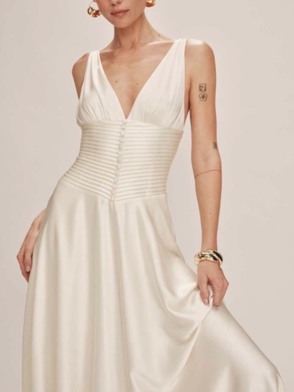 Reformation Arianwen Satin Gown Wedding Dress Fior Di Latte 6 - brand new w tags - Picture 10 of 16